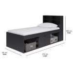 Low Single 3ft Cabin Bed with Bookcase Headboard - Black - Image 2