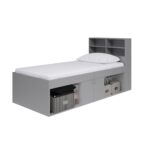 Low Single 3ft Cabin Bed with Bookcase Headboard - Grey