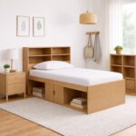 Low Single 3ft Cabin Bed with Bookcase Headboard - Oak Effect