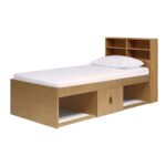 Low Single 3ft Cabin Bed with Bookcase Headboard - Oak Effect - Image 2