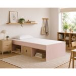 Low Single 3ft Cabin Bed - Pink and Oak