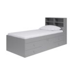 Captain's Single 3ft Cabin Bed with Bookcase Headboard - Grey