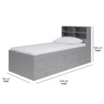 Captain's Single 3ft Cabin Bed with Bookcase Headboard - Grey - Image 2