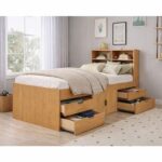 Captain's Single 3ft Cabin Bed with Bookcase Headboard - Oak Effect