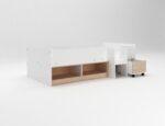 Cabin Bed with Cubes and Pull Out Drawer - White and Oak