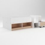 Cabin Bed with Cubes and Pull Out Drawer - White and Oak