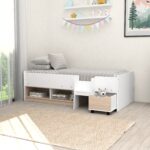 Cabin Bed with Cubes and Pull Out Drawer - White and Oak - Image 2