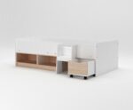 Cabin Bed with Cubes and Pull Out Drawer - White and Oak - Image 3