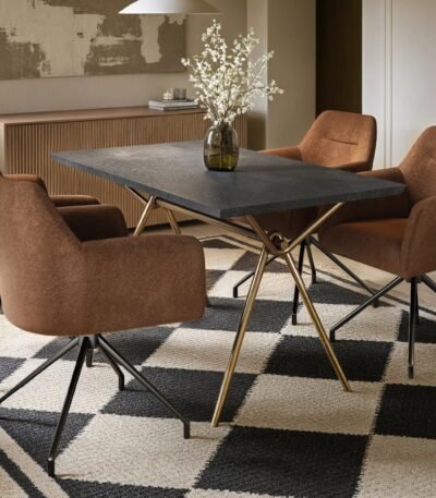 Lexi Dining Table with 4 Isla Swivel Dining Chairs
