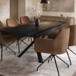 Lexi & Isla Dining Set Extendable Table with 6 Swivel Chairs