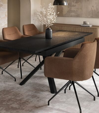 Lexi & Isla Dining Set Extendable Table with 6 Swivel Chairs