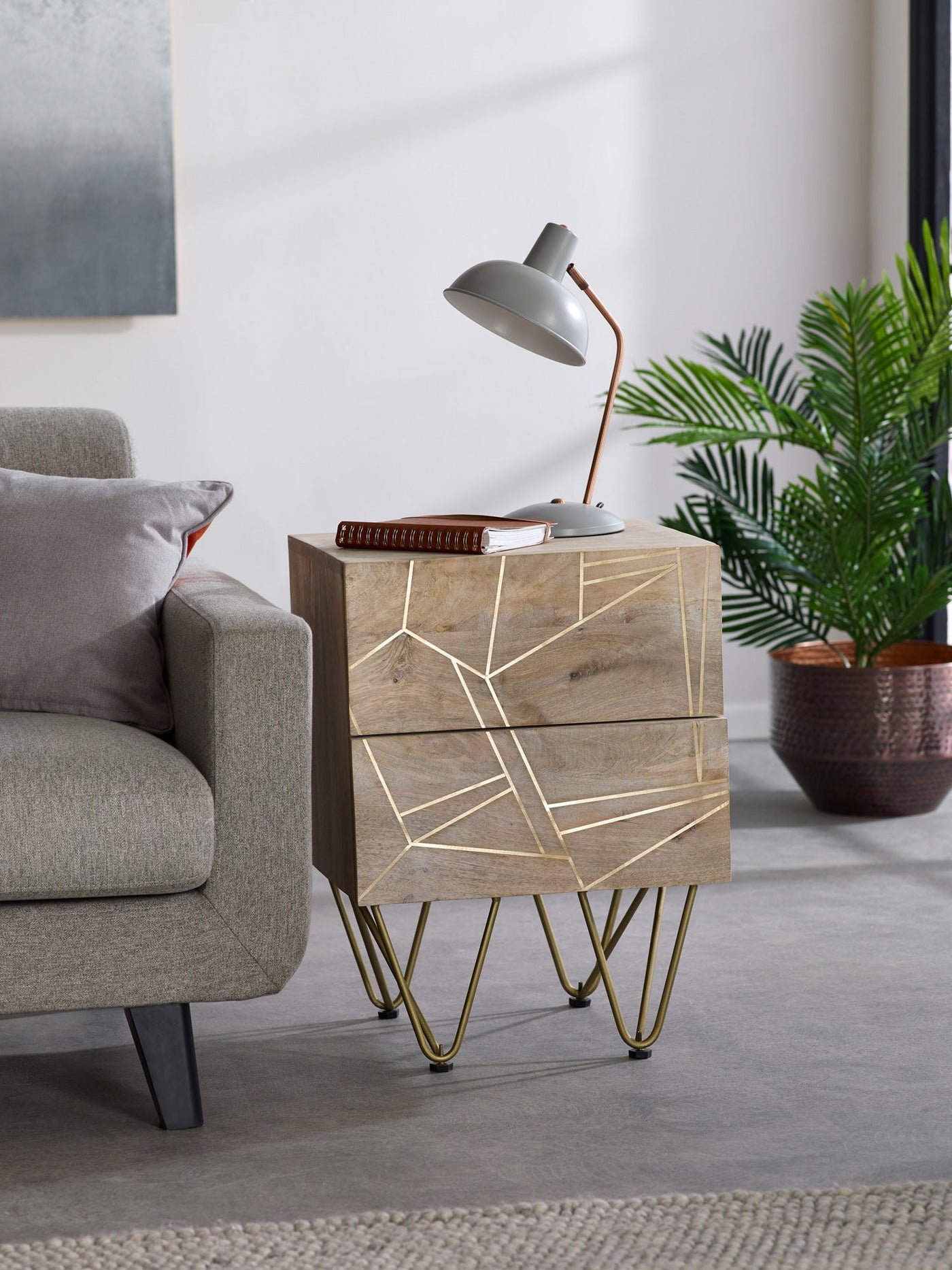light-gold-2-drawer-side-table-1 Light Gold 2 Drawer Side Table - Image 1