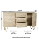 Light Gold Extra Large Sideboard 3 Drawers and 2 Doors - Image 6