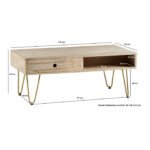 Light Gold Rectangular Coffee Table with Drawer - Image 6