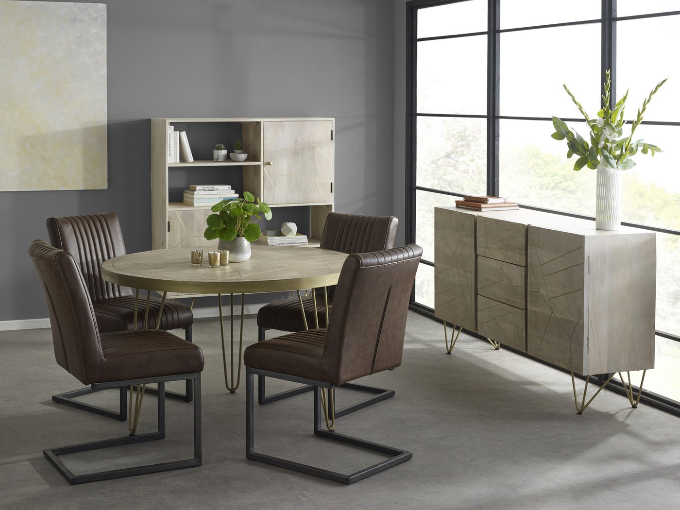 light-gold-round-dining-table-1 Light Gold Round Dining Table - Image 1