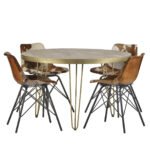 Light Gold Round Dining Table - Image 6