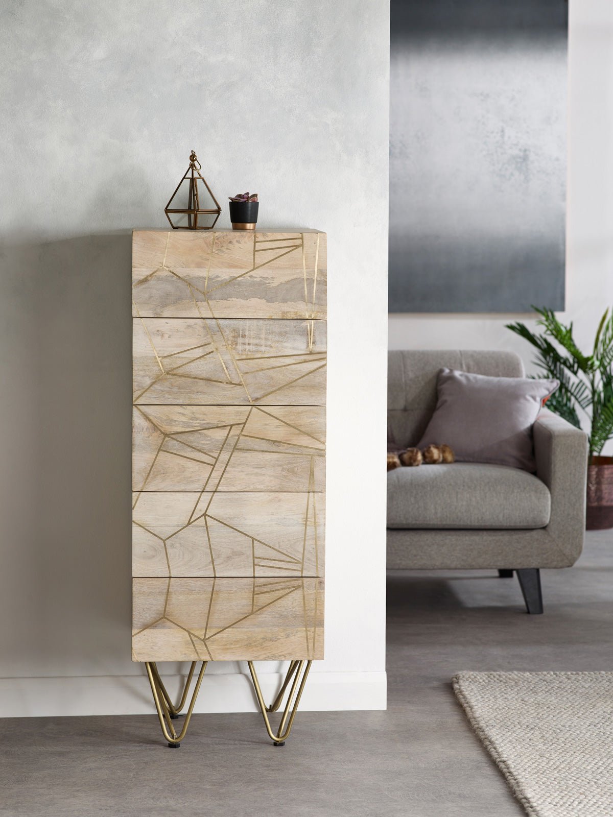 light-gold-tall-chest-of-drawers-1 Light Gold Tall Chest of Drawers - Image 1
