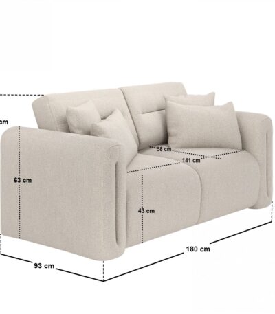Mabel 2 Seater Sofa Beige Chenille