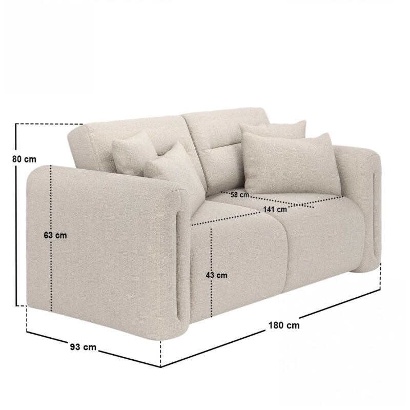 Mabel 2 Seater Sofa Beige Chenille