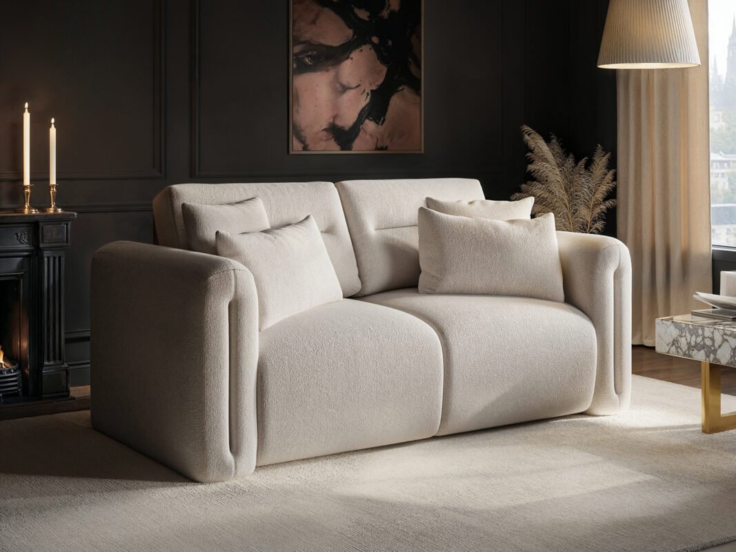Mabel 2 Seater Sofa Beige Chenille