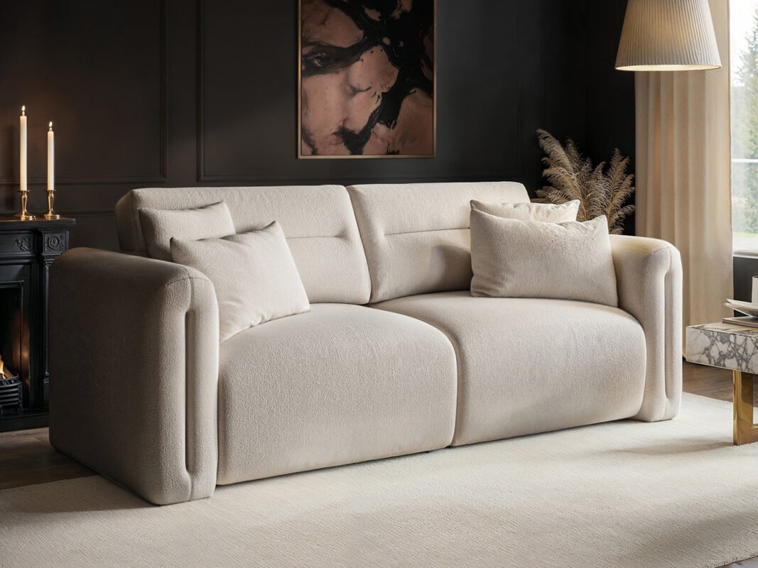 Mabel 3 Seater Sofa Beige Chenille