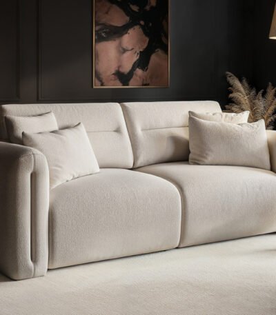 Mabel 3 Seater Sofa Beige Chenille