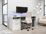 Power Z LED Gaming Desk White