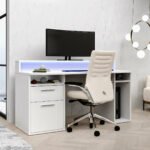 Power Z LED Gaming Desk White