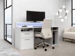 Power Z LED Gaming Desk White