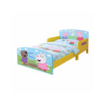 Peppa Pig Wooden Toddler Bed with Safety Rails - Blue and Yellow - Image 2