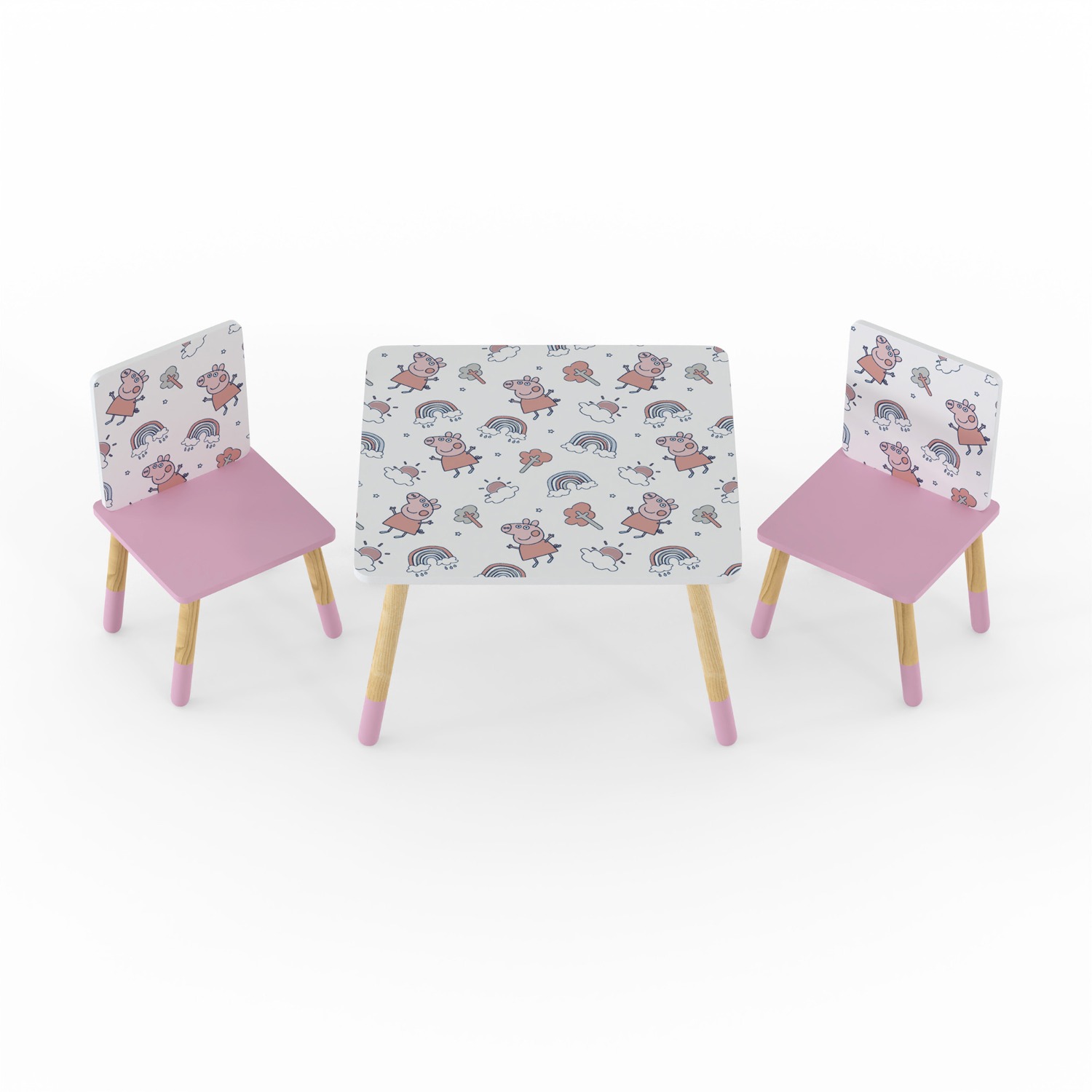 pptc2_1.jpg Peppa Pig Table and 2 Chairs - Pattern - Image 1