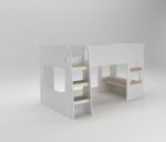 Mid Sleeper with Under Desk - White and Oak