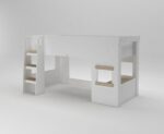 Mid Sleeper with Under Desk - White and Oak - Image 3
