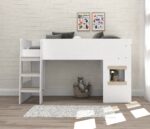 Mid Sleeper with Under Desk - White and Oak - Image 4