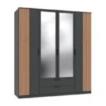 Settle 4 Door Wardrobe with Mirrors - Image 4