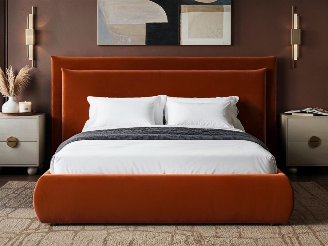 Sigrid Velvet Cushion Headboard Ottoman Bed