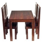 Toko Dark Mango 4 FT Dining Set with Wooden Chairs