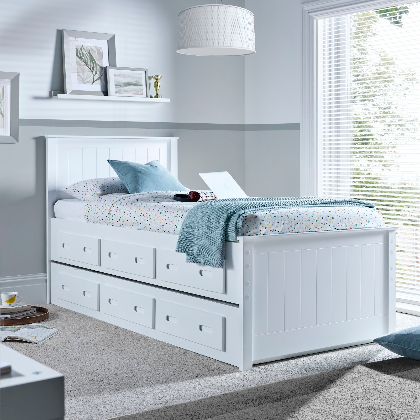 zara-white-storage-guest-bed-1 Zara White 3 Drawer Storage Guest Bed with Trundle - Image 1