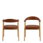 Addi Dining Chair With Armrest in PU Retro Brandy Set of 2