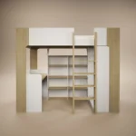 Aeson High Sleeper Bed with Desk & Wardrobe White & Oak