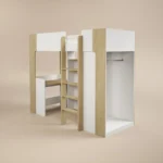 Aeson High Sleeper Bed with Desk & Wardrobe White & Oak