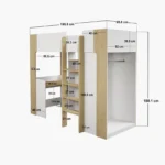Aeson High Sleeper Bed with Desk & Wardrobe White & Oak