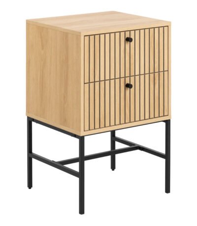 Albany 2 Drawer Bedside Table in Oak/Black Legs