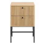 Albany 2 Drawer Bedside Table in Oak/Black Legs