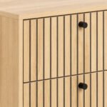 Albany 2 Drawer Bedside Table in Oak/Black Legs