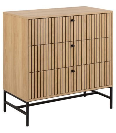 Albany Chest of 3 Drawers in Oak/Black Legs
