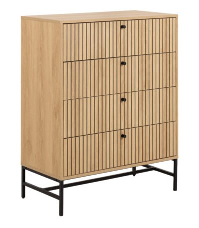Albany Chest of 4 Drawers in Oak/Black Legs