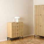 Albany Chest of 4 Drawers in Oak/Black Legs