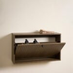 Albany Shoe Cabinet in Smoked Oak with Lamella Front
