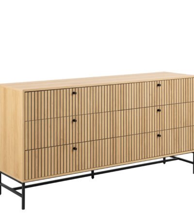 Albany Wide Chest of 6 Drawers in Oak/Black Legs